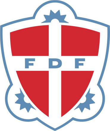 FDF logo, Våbenskjold med Dannebrog og med FDF stående i midten af korset